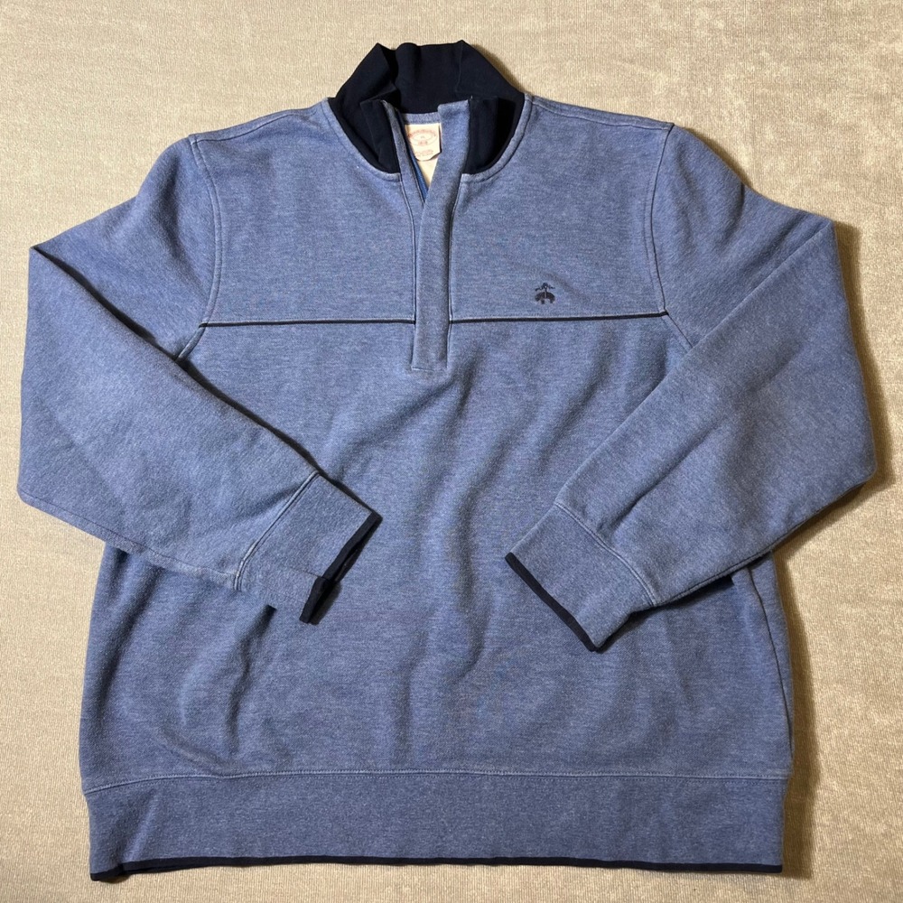 Brooks Brothers 1818 Mens XL Quarter Zip Pullover Sweatshirt Blue Golden Fleece